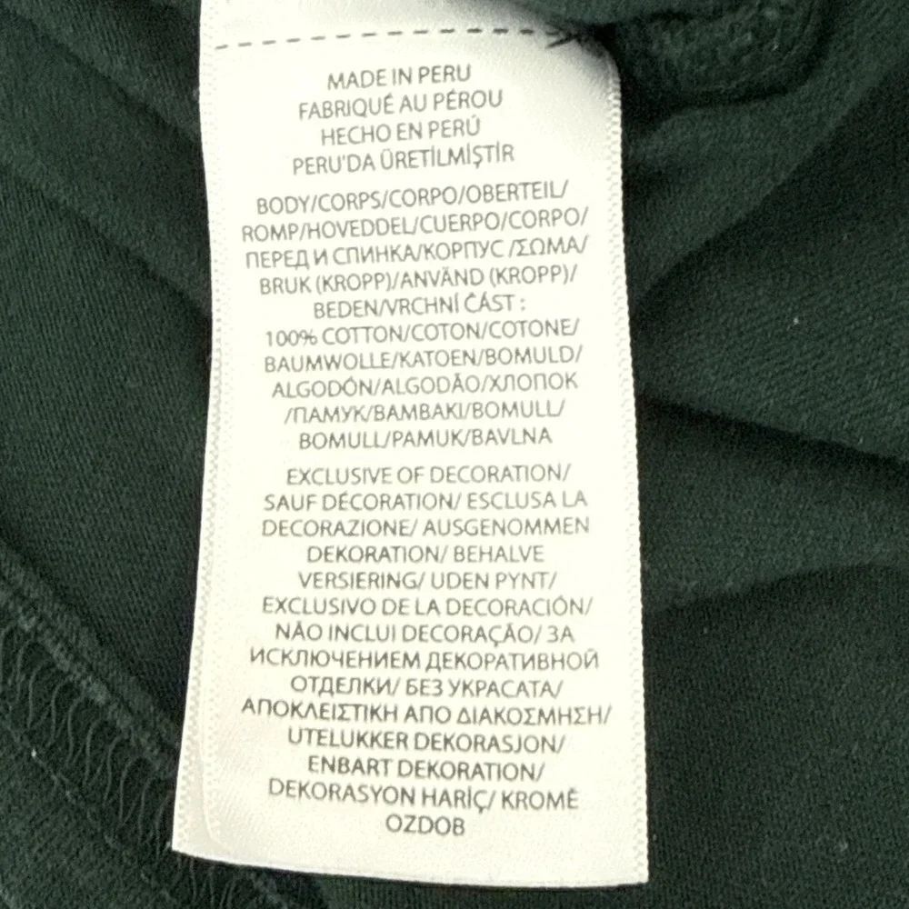 Polo Ralph Lauren Hoodie Shirt Mens XL Green Long Sleeve Cotton Tee ( Fits L)